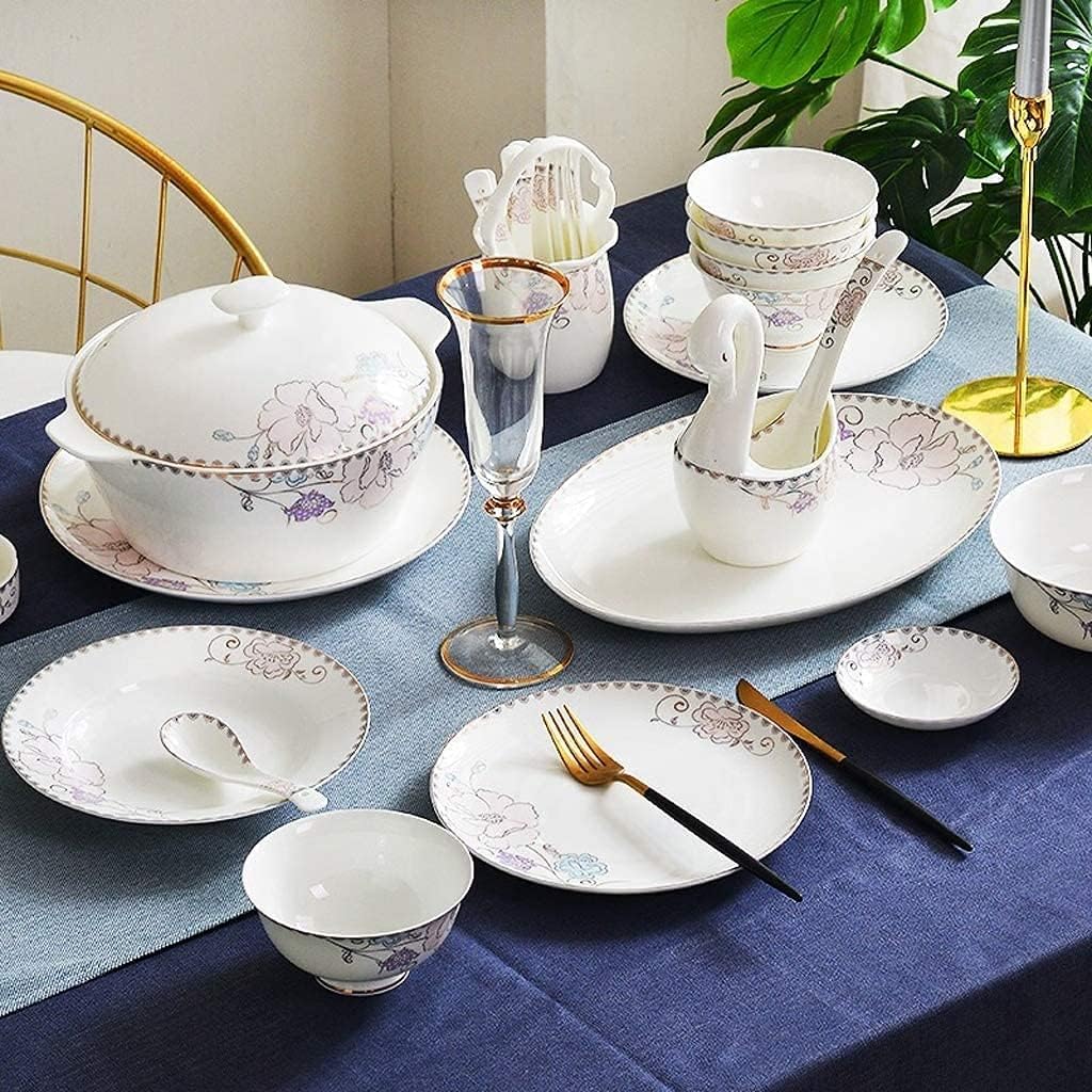 磁器食器セット、プレート＆ボウルセット、セラミック食器50点セット